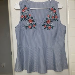 Rose striped peplum top